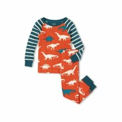 Hatley Red Dino Silhouettes Organic Cotton Raglan Pyjama Set
