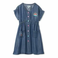 Hatley Blue Positivity Tencel Button Down Dress