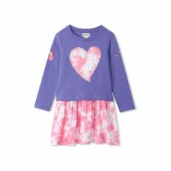 Hatley Purple Tie Dye Heart Drop Waist Dress