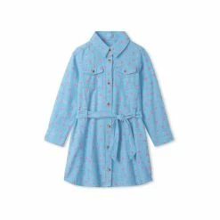 Hatley Blue Chambray Hearts Button Down Dress