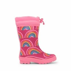 Hatley Pink Rainy Rainbows Sherpa Lined Rain Boots