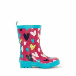 Hatley Pink Confetti Hearts Shiny Rain Boots