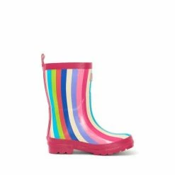 Hatley Pink Rainbow Stripes Shiny Rain Boots -Hatley Shop unnamed file 281