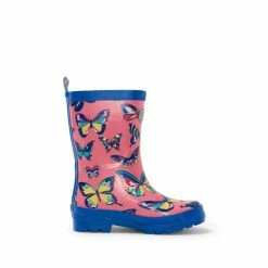 Hatley Pink Vibrant Butterflies Shiny Rain Boots