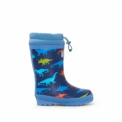 Hatley Blue Dino Silhouettes Sherpa Lined Rain Boots