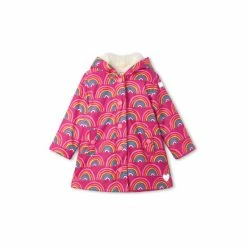 Hatley Pink Rainy Rainbows Sherpa Lined Splash Jacket