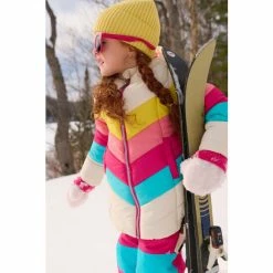 Hatley Retro Rainbow Stripes White Puffer Jacket