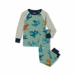 Hatley Green Enchanted Dragons Organic Cotton Raglan Pyjama Set