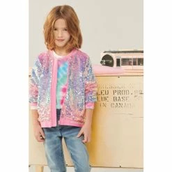 Hatley Pink Holographic Sequins Bomber Jacket