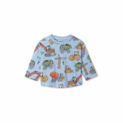 Hatley Baby Blue Construction Trucks Long Sleeve T-Shirt