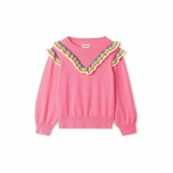 Hatley Pink Pink Carnation Ruffle Sweater