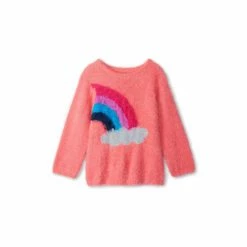 Hatley Pink Magical Rainbow Shimmer Fuzzy Sweater