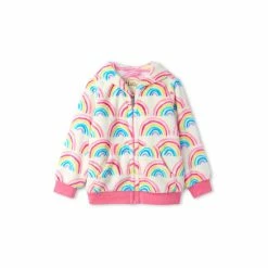 Hatley Cream Pretty Rainbows Fuzzy Fleece Hooded Jacket