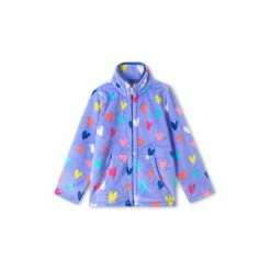Hatley Purple Confetti Hearts Fuzzy Zip Up Fleece
