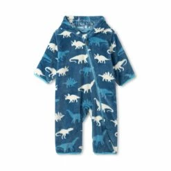 Hatley Baby Blue Dino Silhouettes Fuzzy Bundler Fleece