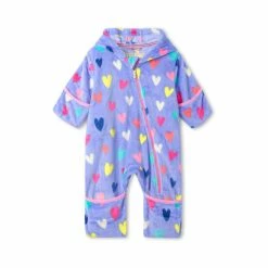 Hatley Purple Confetti Hearts Fuzzy Fleece Baby Bundler