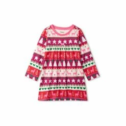 Hatley Pink Holiday Fair Isle Long Sleeve Nightdress