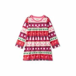 Hatley Pink Holiday Fair Isle Long Sleeve Nightdress -Hatley Shop unnamed file 680