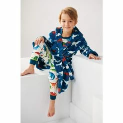 Hatley Blue Dino Silhouettes Fleece Robe