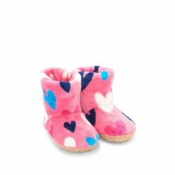 Hatley Pink Confetti Hearts Fleece Slippers
