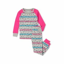 Hatley Grey Confetti Hearts Organic Cotton Raglan Pajama Set